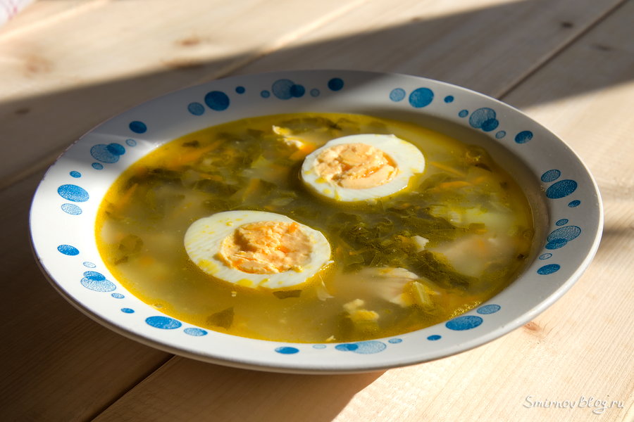 Рецепт щавельного супа с яйцом