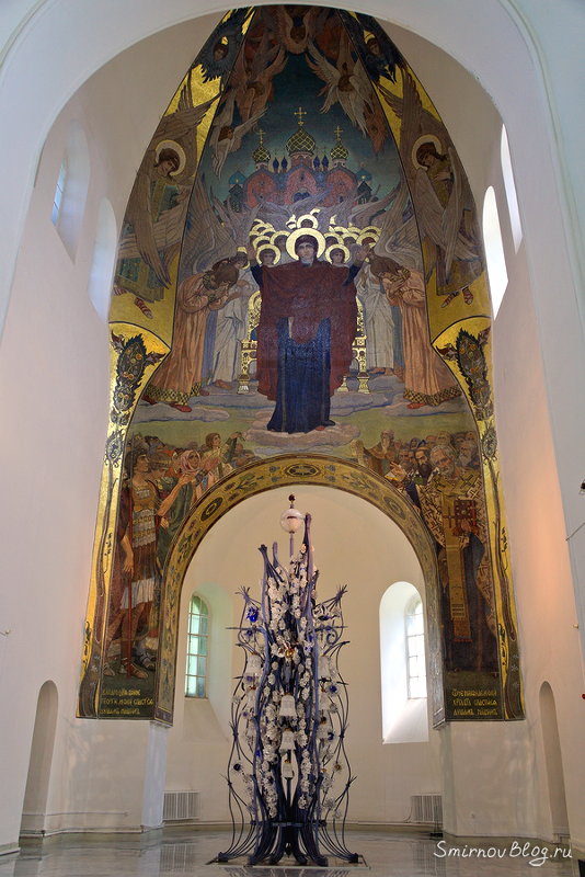 Мозаика "О тебе радуется, Благодатная", Васнецов В.М. и Фролов В.А. Мозаика "О тебе радуется, Благодатная". Васнецов В.М. и Фролов В.А. Георгиевский собор в г. Гусь-Хрустальный