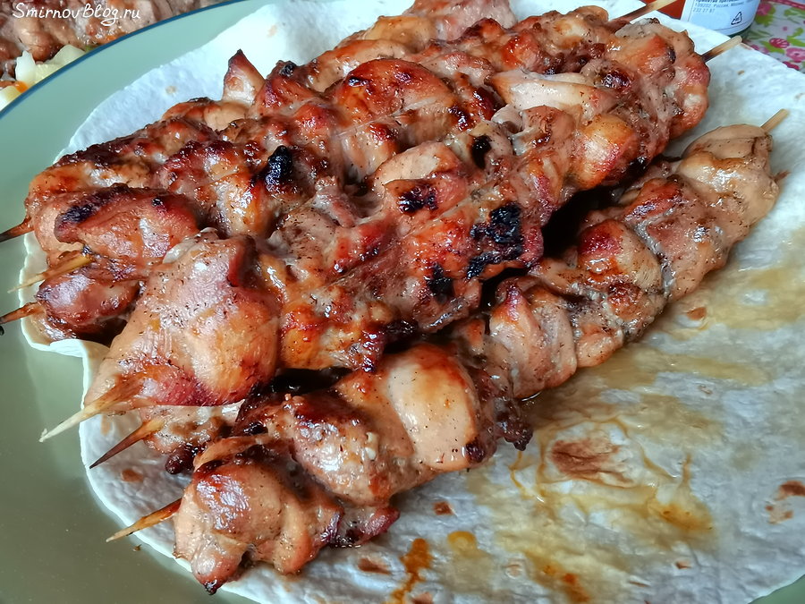 Шашлык из филе куриных бёдрышек