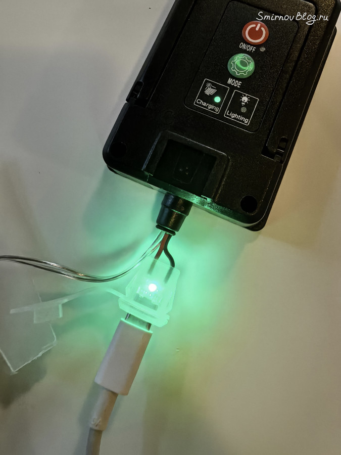 Уличная гирлянда на солнечной батарее с зарядкой через Type-c Уличная гирлянда с функцией зарядки блоком питания мобильного телефона